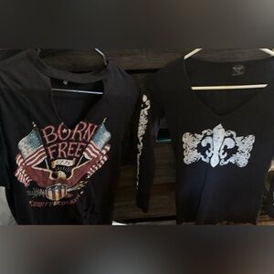Two Women's Black Long Sleeve Graphic Tee